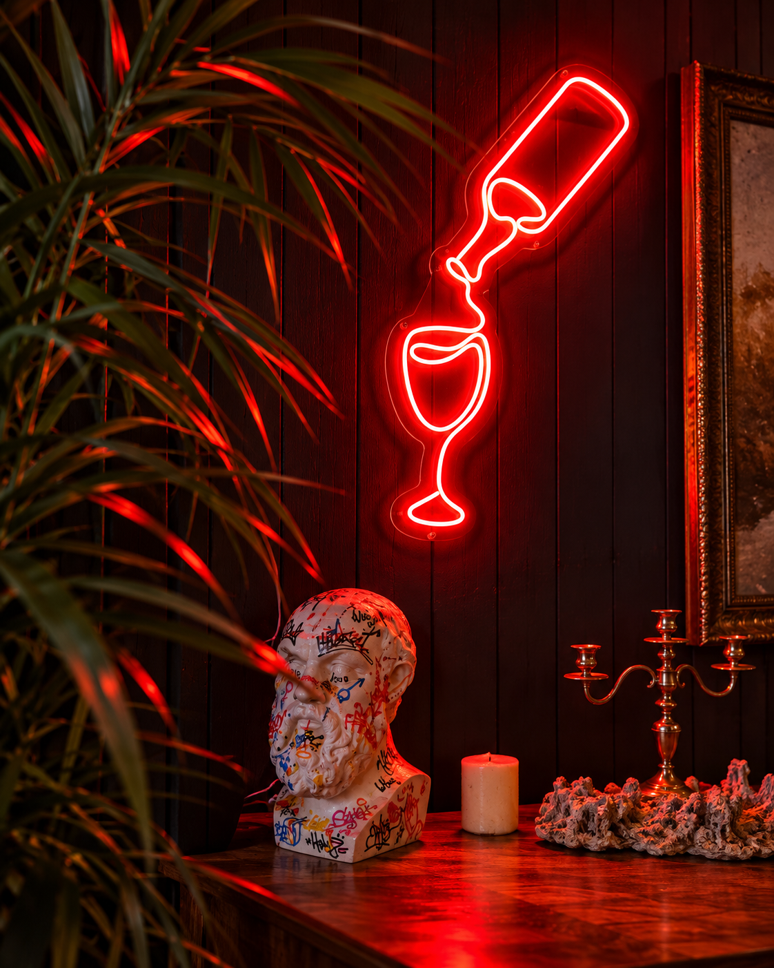 Click to view full size Wine Bottle & Glass LED Neon Sign Business Neons