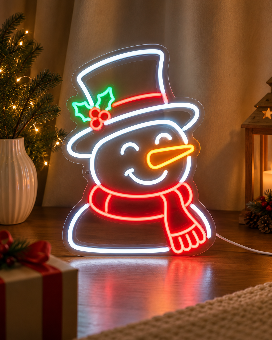 Click to view full size Snowman Neon Sign |Cute Christmas LED Light Decoration Business Neons