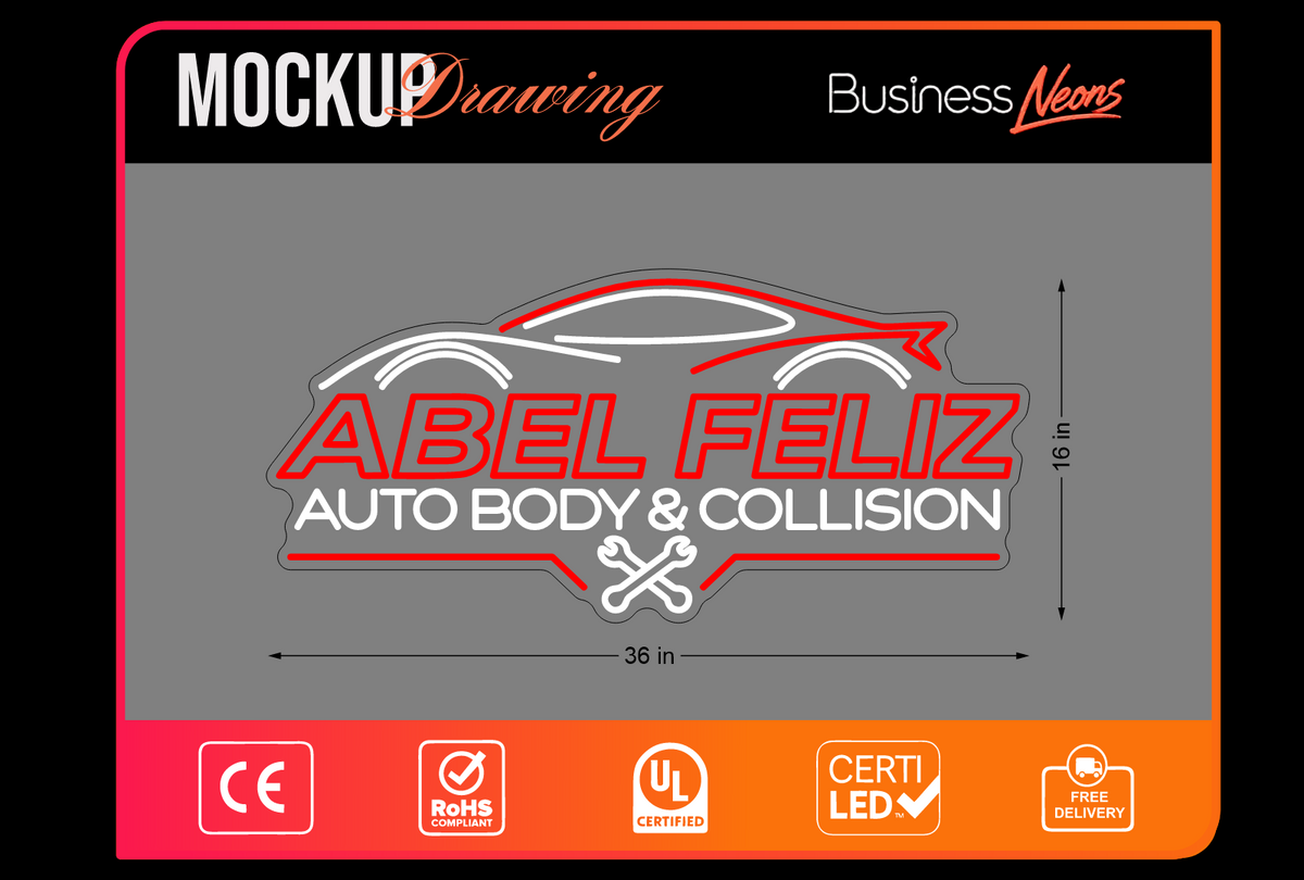 Click to view full size Custom LED Neon Sign for Jose Abel Feliz Mancebo Business Neons