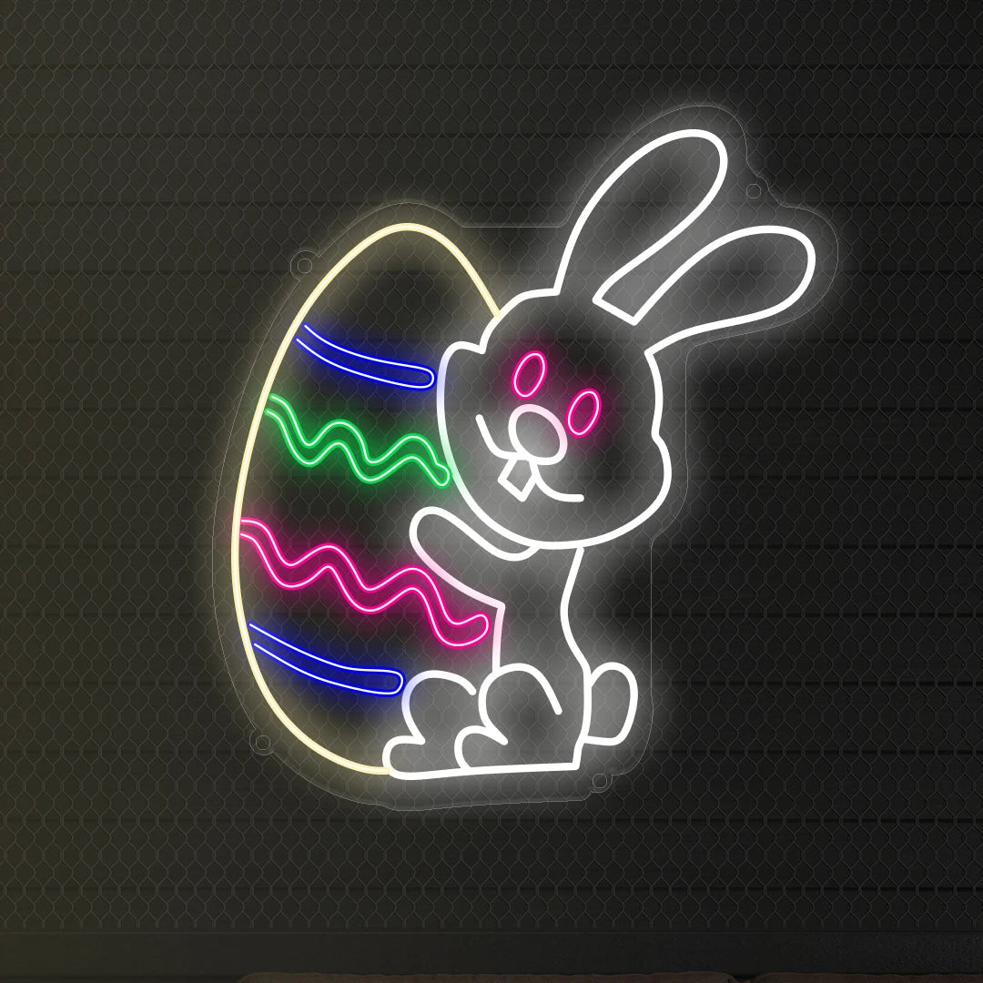 Click to view full size Hop into Delight - Easter Egg Bunny Neon Extravaganza - ManhattanNeons