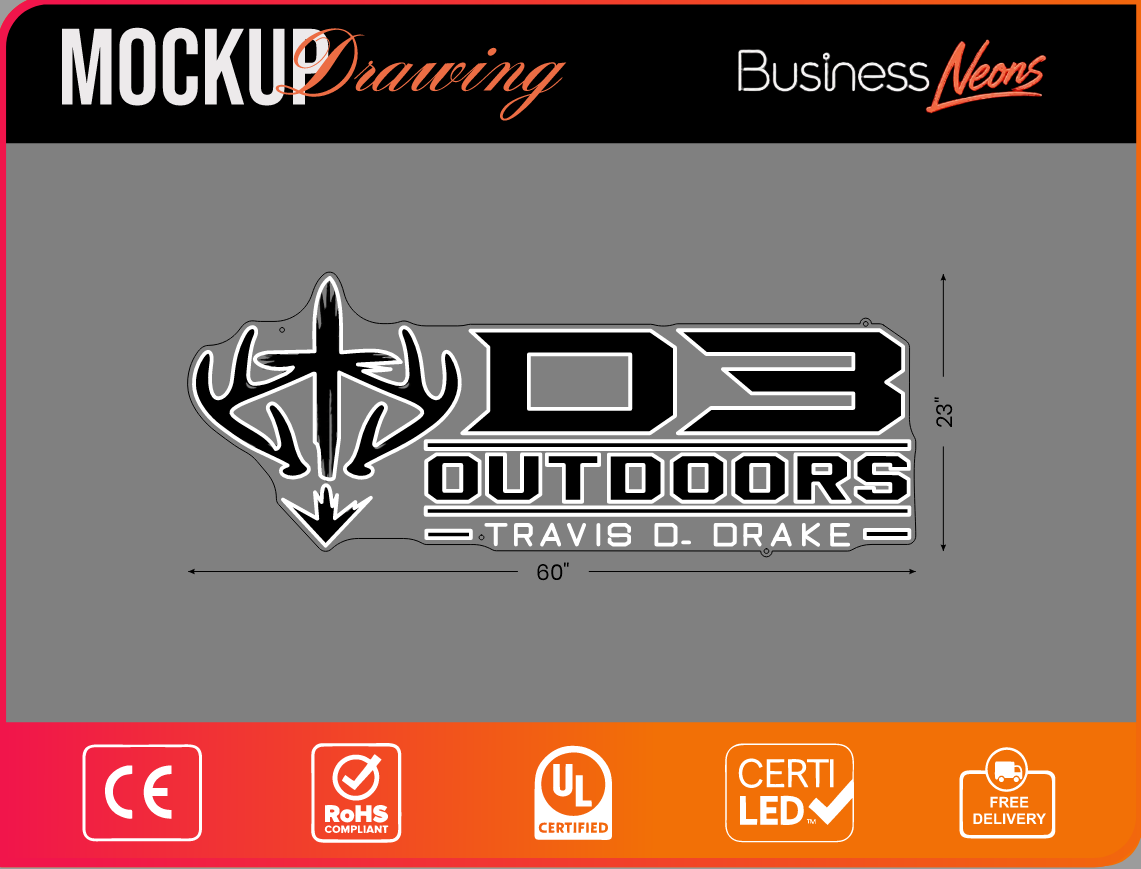Click to view full size Custom LED Neon for Travis D Drake Business Neons