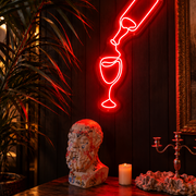 Wine Bottle & Glass LED Neon Sign Business Neons