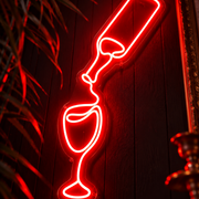 Wine Bottle & Glass LED Neon Sign Business Neons