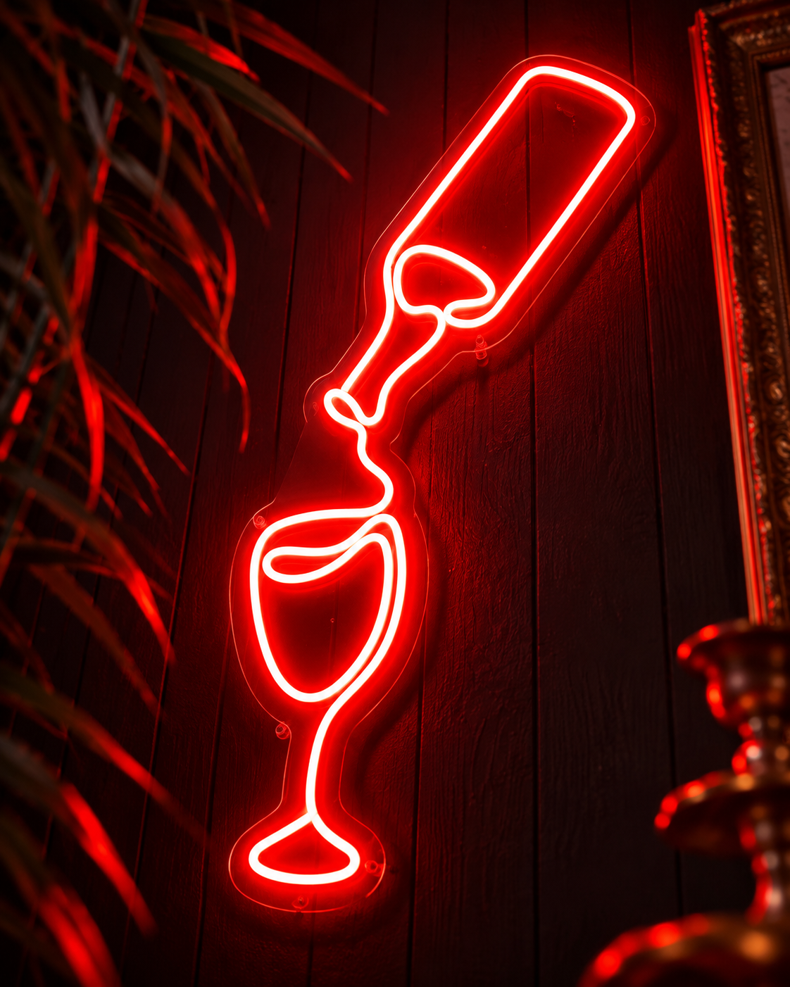 Wine Bottle & Glass LED Neon Sign Business Neons