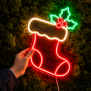Christmas Stocking Neon Sign | Festive LED Holiday Light Business Neons