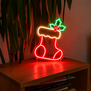 Christmas Stocking Neon Sign | Festive LED Holiday Light Business Neons