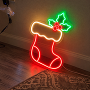 Christmas Stocking Neon Sign | Festive LED Holiday Light Business Neons