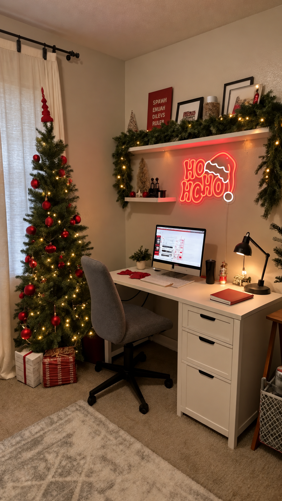 Ho Ho Ho Santa Hat LED Neon Sign Christmas Wall Decor Business Neons