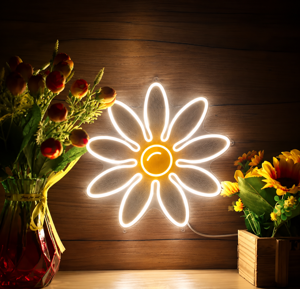 Daisy Flower LED Neon Sign | Floral Room Decor Business Neons