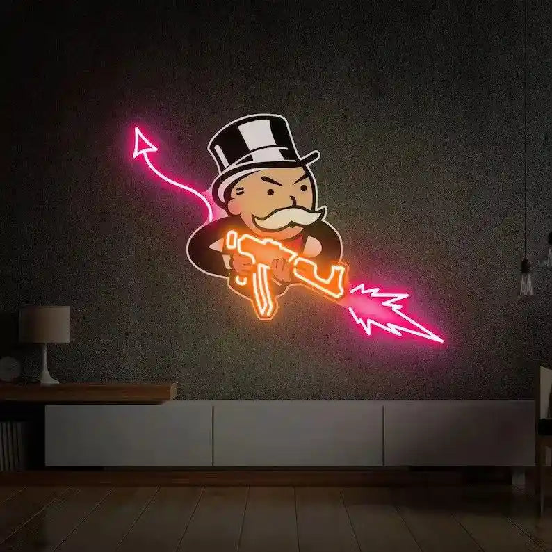 Monopoly Uncle Devil UV Printed Neon Artwork | Game Night Vibes - from manhattonneons.com.