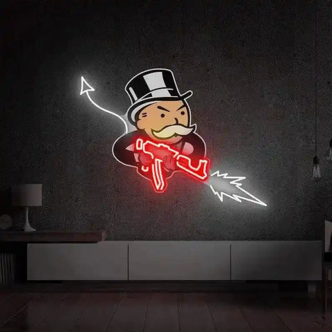 Monopoly Uncle Devil UV Printed Neon Artwork | Game Night Vibes - from manhattonneons.com.