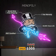 Monopoly Uncle Devil UV Printed Neon Artwork | Game Night Vibes - from manhattonneons.com.