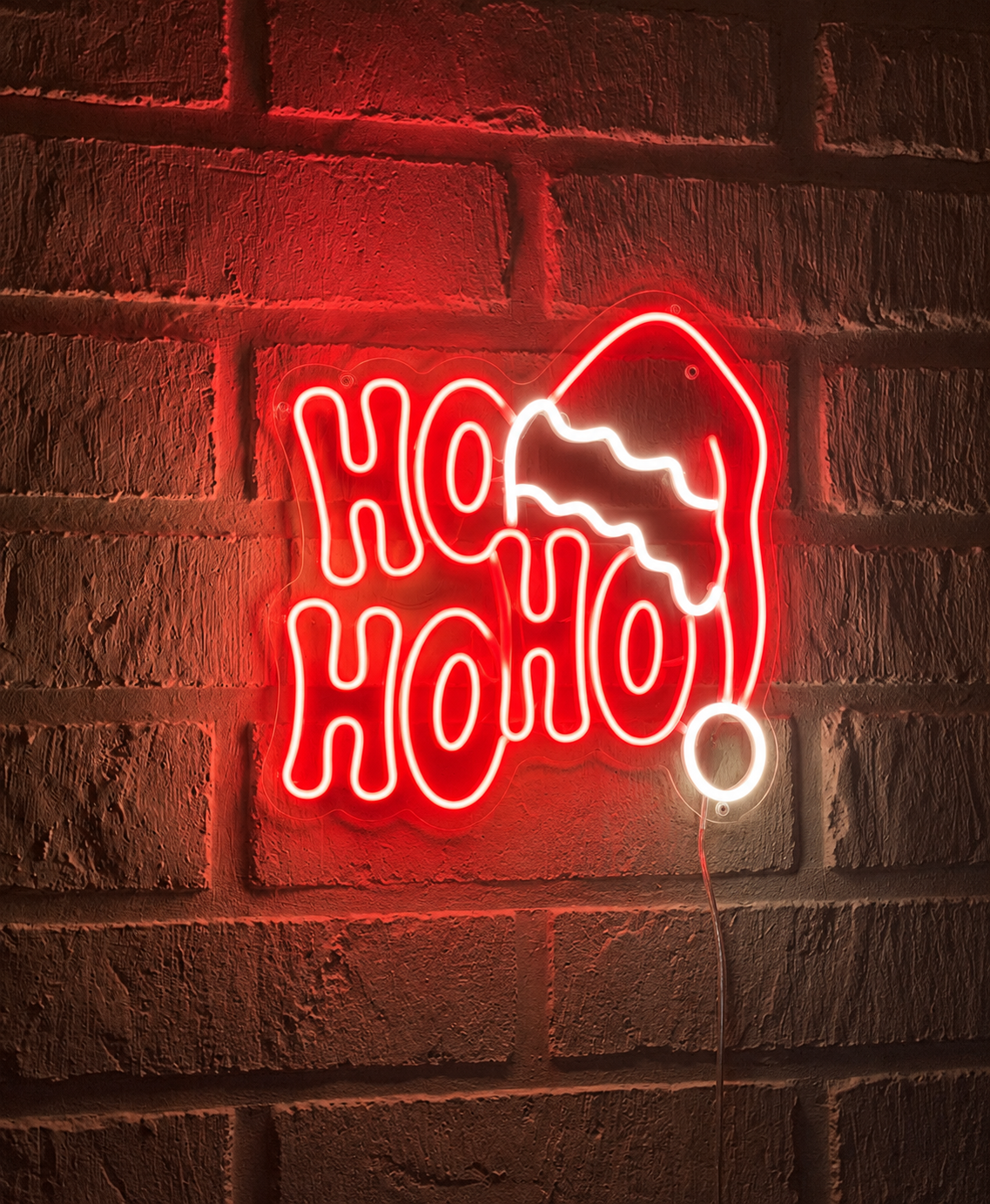 Ho Ho Ho Santa Hat LED Neon Sign Christmas Wall Decor Business Neons