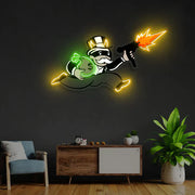 Violent Monopoly Gun UV Art Led Neon sign x Acrylic Artwork illuminating creativity at manhattanneons.com
