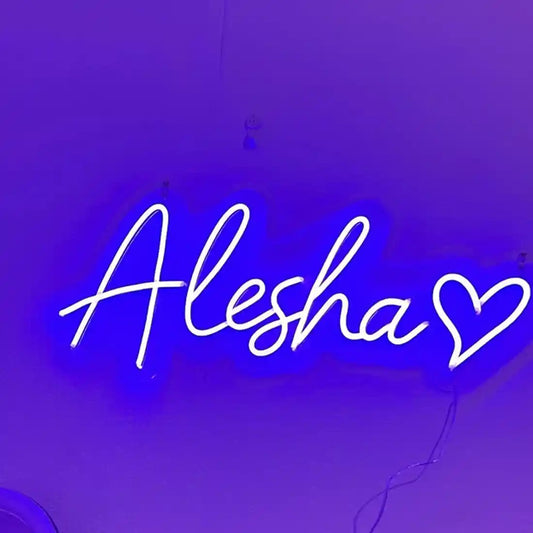 Alesha Name Neon Sign, shining brightly with personalized charm - from manhattonneons.com.