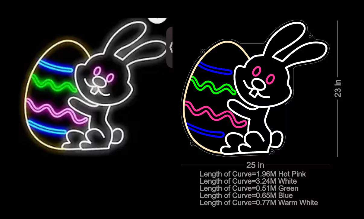 Hop into Delight - Easter Egg Bunny Neon Extravaganza - ManhattanNeons