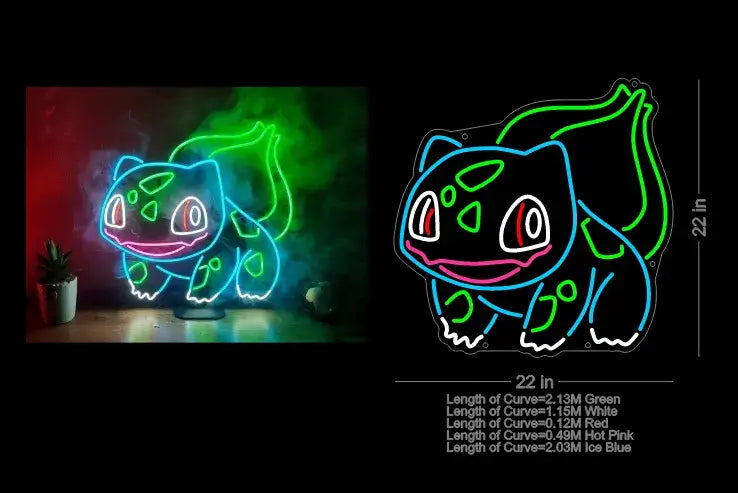 Bulbasaur Neon Sign - The Cutest Pokémon Neon Glow- ManhattanNeons